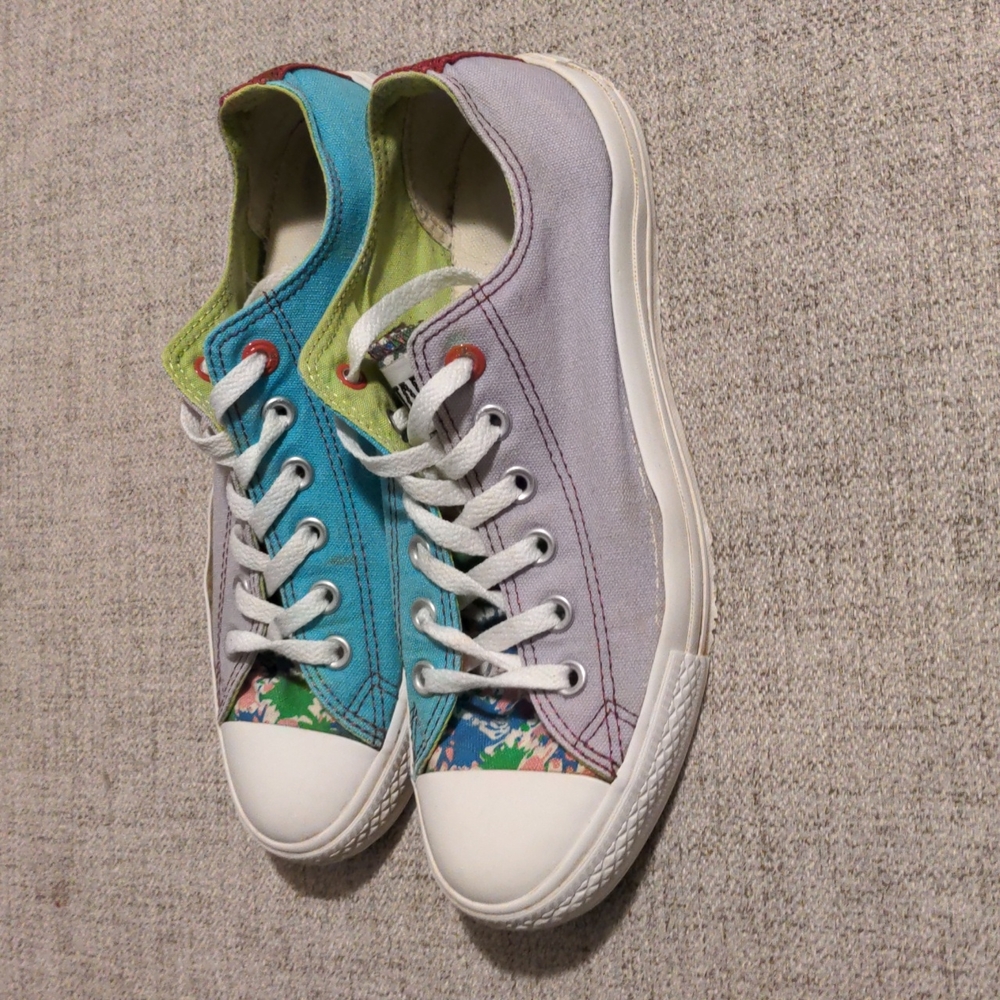 Converse All Star lavender and teal two tone low top sneakers kids size 6.5